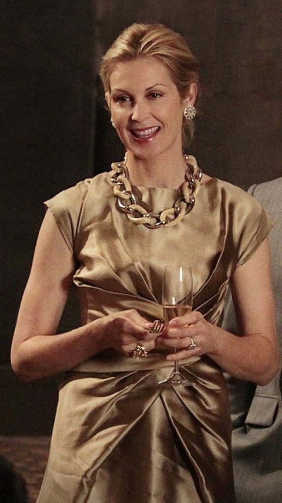 Lily van der Woodsen style outfits elegant gold evening dress 3