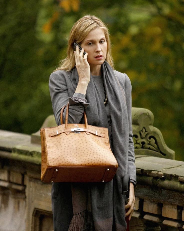 Lily van der Woodsen style with Hermes Birkin bag in NYC